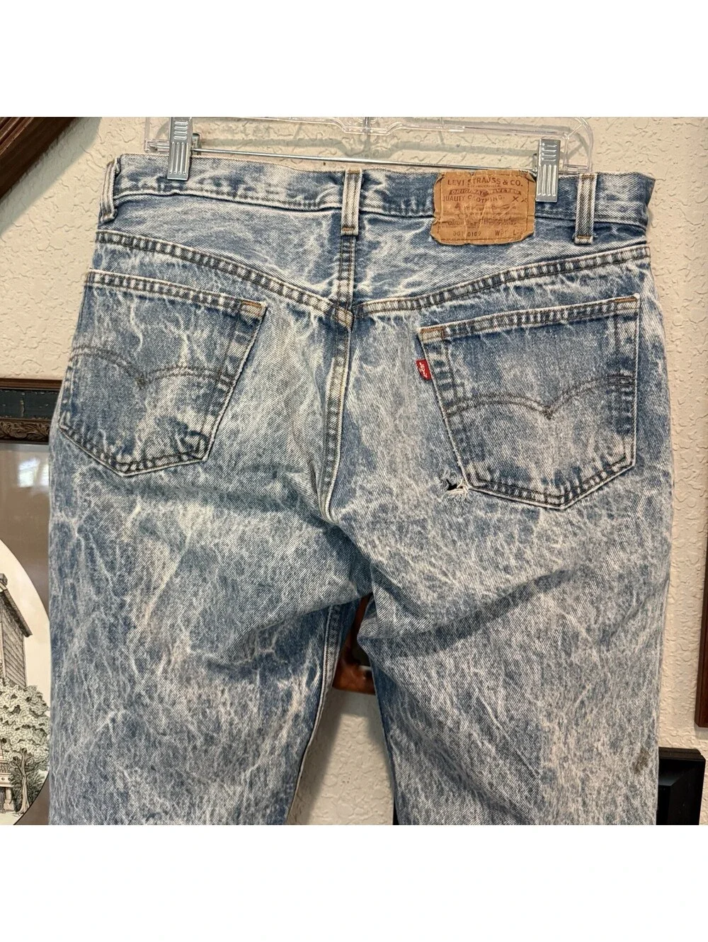 Vintage 80s RARE Acid Washed Levis 501 0109 STF Men’s 36x32 Blue Denim Jeans USA